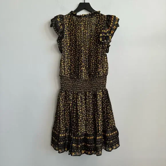 Ulla Johnson Nyssa Sleeveless Floral Silk Dress in Noir Size 0 - Picture 14 of 15